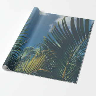 PAPEL DE PRESENTE FOLHAS DE PALMAS TROPICAIS