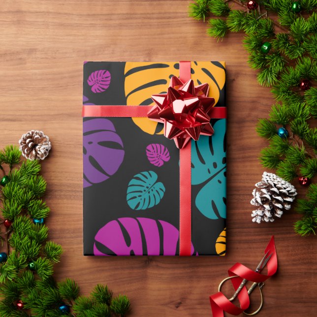 Papel De Presente Folhas de Palmeira Coloridas (Presente de Natal)