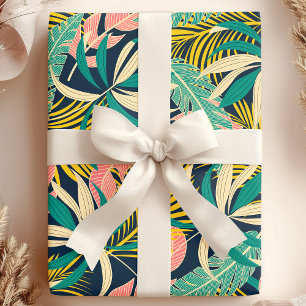 Papel De Presente Folhas de Palmeira de Verão Tropical Botânico