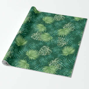 Papel De Presente Folhas de Palmeira Tropical Padrão Verde