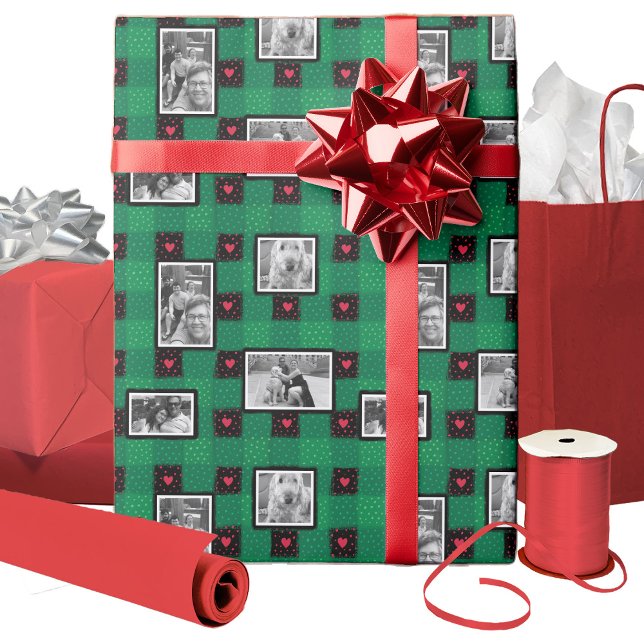 Papel De Presente Folhas de Papel de Moldagem de Foto de Natal (This wrap looks best with black and white photos.)