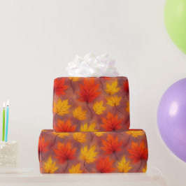 Papel De Presente Folhas de Quebra de Aquarela Russa - Folhagem de o