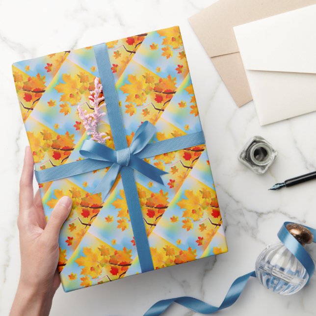 Papel De Presente Folhas de queda de água (Presentear)