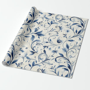 Papel De Presente Folhas de salsa azul Elegante - Fundo branco (2)