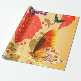 PAPEL DE PRESENTE FOLHAS DE UVAS E MANTEIRAS DE EMBALAGEM