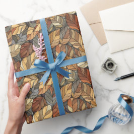 Papel De Presente Folhas de Vidro Estampadas Elegantes - Outono Russ