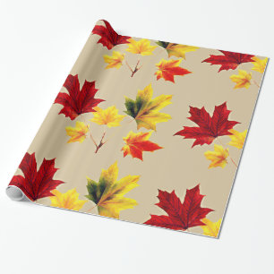 Papel De Presente folhas de vintage maple em um sutil neutro