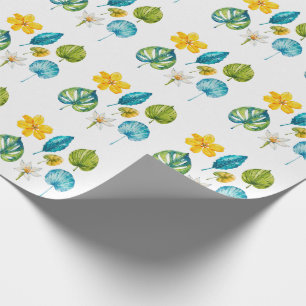 Papel De Presente Folhas diversas de flores tropicais