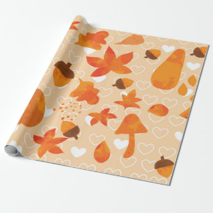 Papel De Presente Folhas e loucos de outono. Linda mão da natureza 