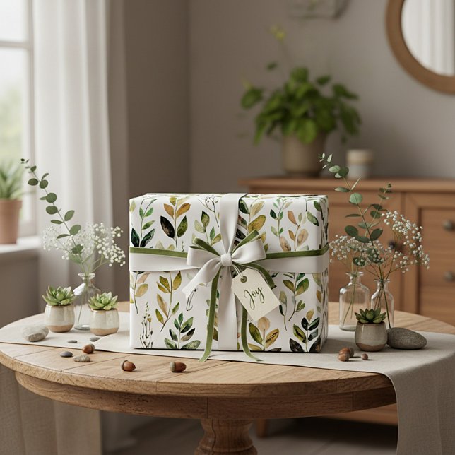 Papel De Presente Folhas em tons terrosos pastéis (Criador carregado)
