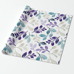 Papel De Presente Folhas Harmoniosas em Aquarela Design