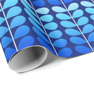 Papel De Presente Folhas, marinho e azuis cobaltos dinamarqueses do