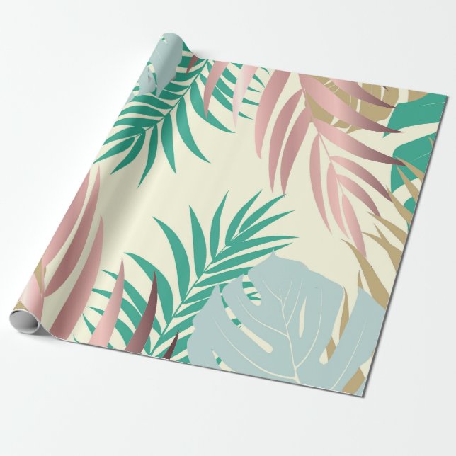 Papel De Presente Folhas tropicais bonitas (Desenrolado)