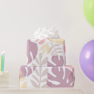 Papel De Presente Folhas Tropicais de Monstera Amarelo Pastel Lavand