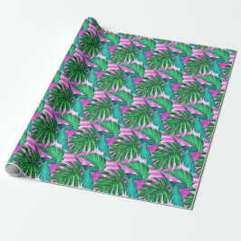 Papel De Presente Folhas tropicais fluorescentes incríveis