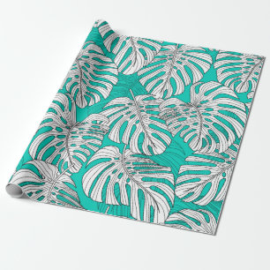 Papel De Presente Folhas tropicais, folhas da selva sem costura fl