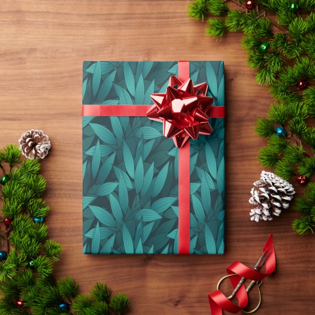 Papel De Presente Folhas tropicais gradientes (Presente de Natal)