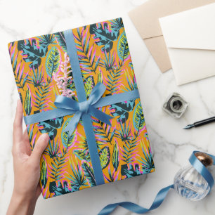 Papel De Presente Folhas Tropicais Havaianas E Plantas Padrão-Impres