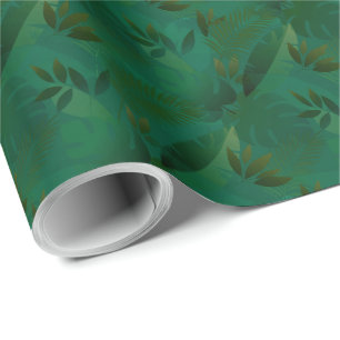 Papel De Presente Folhas Tropicais Místicas Exóticas da Selva Esmera