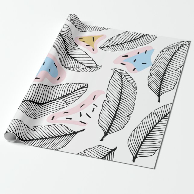 Papel De Presente Folhas tropicais. Padrão botânico uniforme. Vinta (Desenrolado)