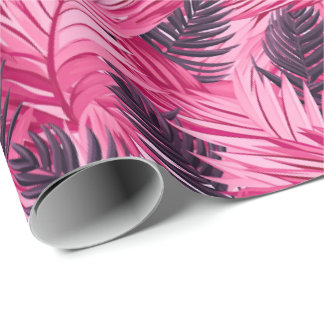 Papel De Presente Folhas Tropicais Rosa