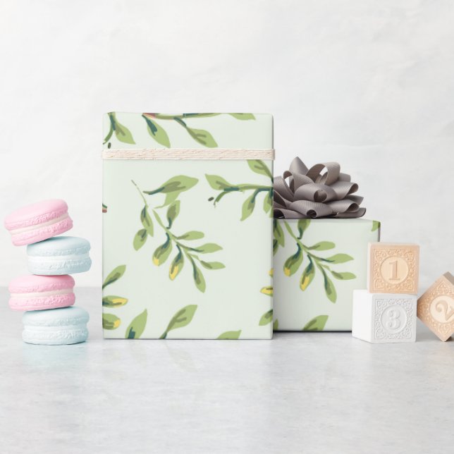 Papel De Presente Folhas Verdes de Folhagem (Chá de bebê)