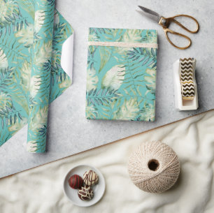 Papel De Presente Folhas Verdes de Hortelã Tropical