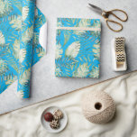 Papel De Presente Folhas Verdes Tropicais Azul Aqua<br><div class="desc">Azul Aqua Mint Folhas Tropicais Verdes</div>