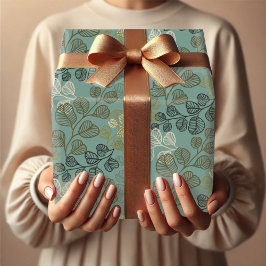 Papel De Presente Folhetas florescentes Silhuetas de Gentil Serenida