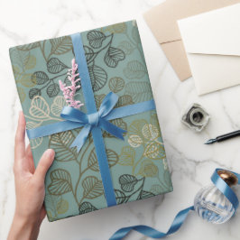 Papel De Presente Folhetas florescentes Silhuetas de Gentil Serenida