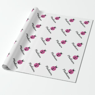 Papel De Presente Folheto de chá de fraldas de ladybug rosa persona