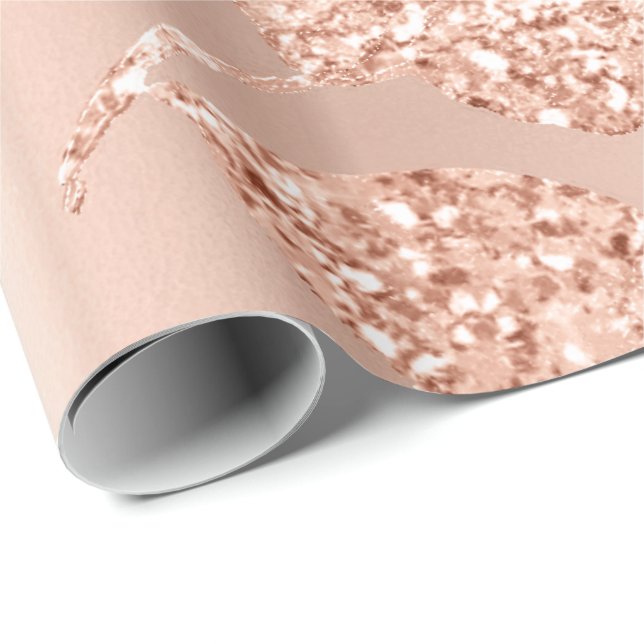 Papel De Presente Folheto Dourado rosa Blush Glitter Spark Bridal (Ponta do rolo)