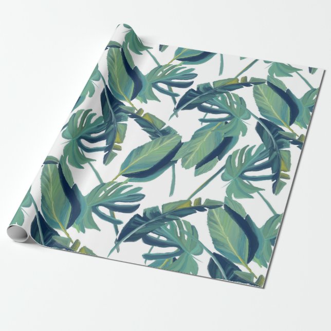 Papel De Presente Foliage Tropical Monstera Foliage (Desenrolado)