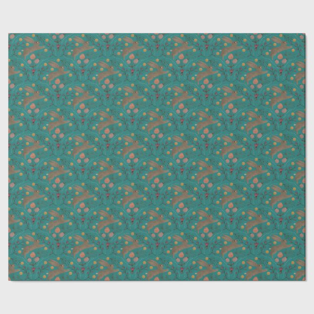 Papel De Presente Folk Rabbits (Barra)