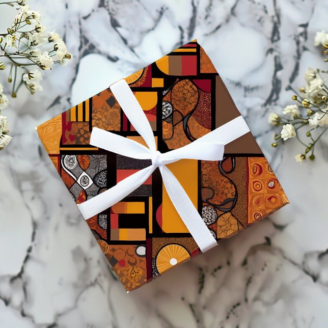 Papel De Presente Folk Tribal Rustic Patchwork African American Gift (Folk Tribal Rustic Patchwork African American Gift Wrapping Paper)