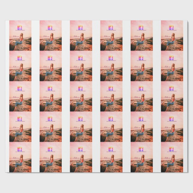 Papel De Presente follow us facebook username social media photo  (Aberto)