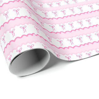 Papel De Presente Fond girly rose et blanc nœuds coquette