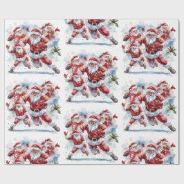 Papel De Presente Football Christmas with Santa Claus