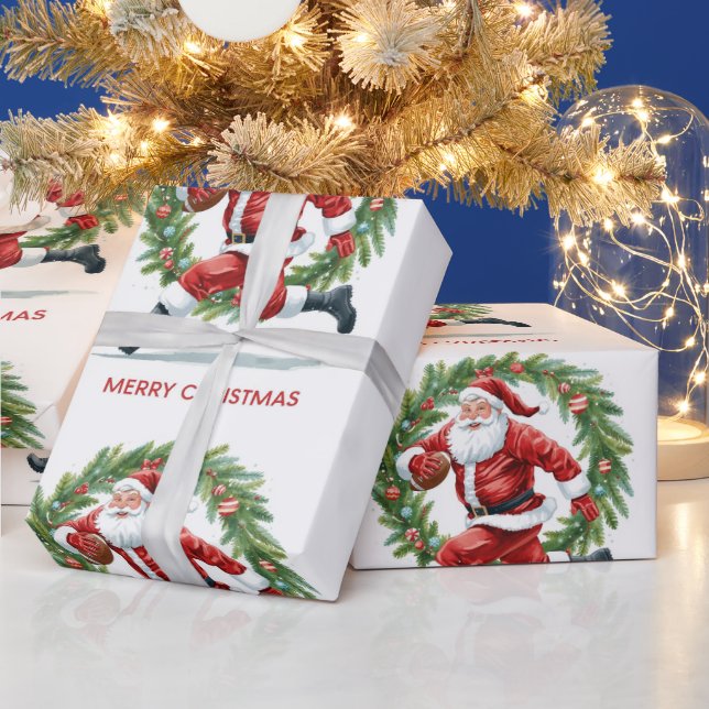 Papel De Presente Football Christmas with Santa Claus (Feriados)