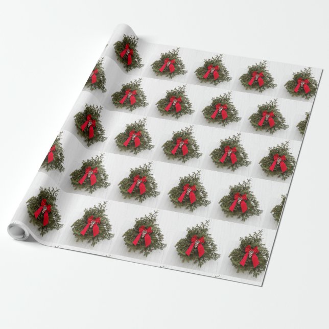 Papel De Presente Fora de Natal e Arco no Barn (Desenrolado)