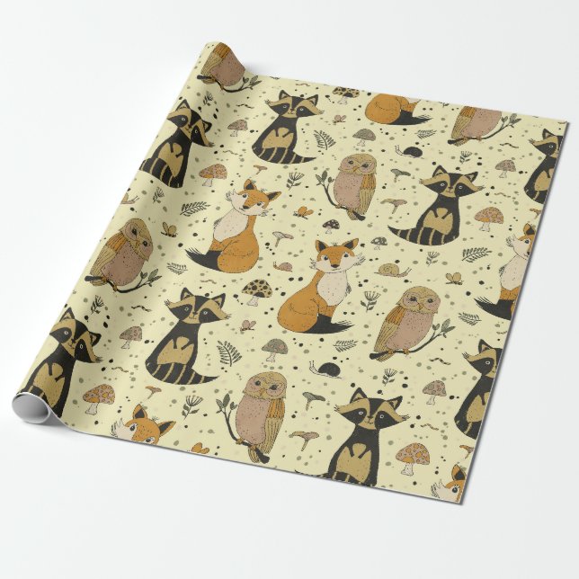 Papel De Presente Forest Animals (Desenrolado)