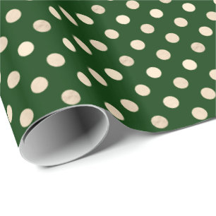 Papel De Presente Forest Green profundo e ponto dourado modelados