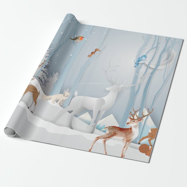 Papel De Presente Forest Winter Wonderland (Desenrolado)
