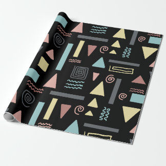 Papel De Presente Forma geométrica padrão preto