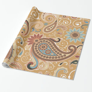 Papel De Presente Forma retro feminino bonito legal fina de Paisley