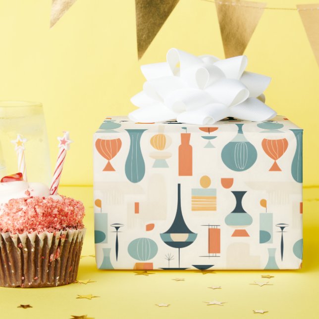 Papel De Presente Forma Vase Moderna do meio século (Festa de aniversário)