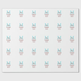 Papel De Presente Formando adiciona nome monograma verde rosa simple