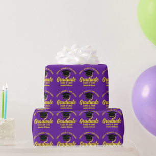 Papel De Presente Formando Amarelo Roxo Personalizado 2025 Graduação