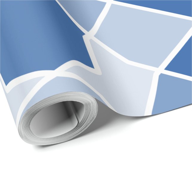 Papel De Presente Formas Aleatórias de Contraste Geométrico Monocrom (Ponta do rolo)