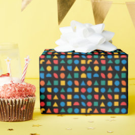 Papel De Presente Formas coloridas no invólucro de presente preto